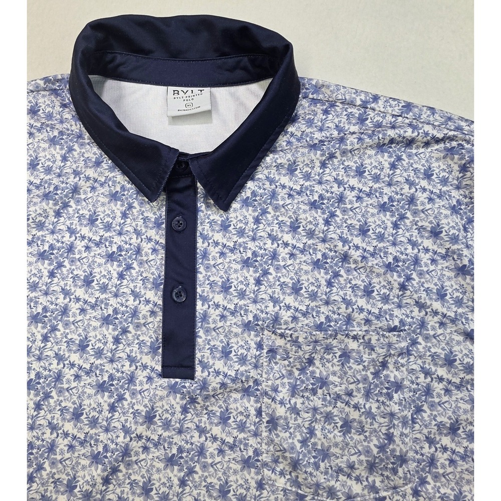 BYLT‎ Polo Shirt Mens XL Printed LIMITED USE Short Sleeve Floral Pattern Stretch